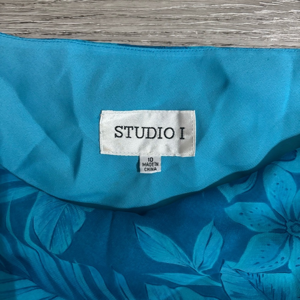 Y2K Beach Resort Wear Icy Blue Cowl Neck Top Size 10 - Picture 7 of 7